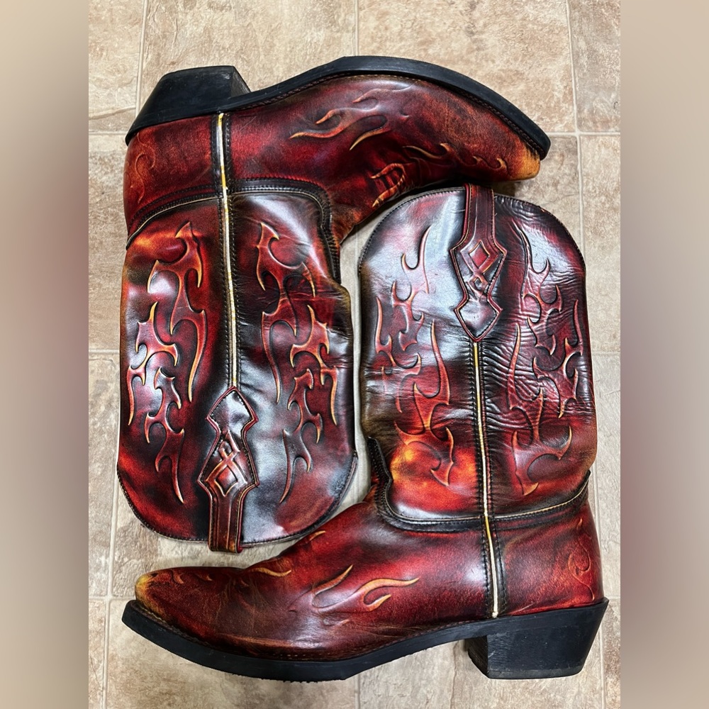 Durango red fire leather cowboy boots